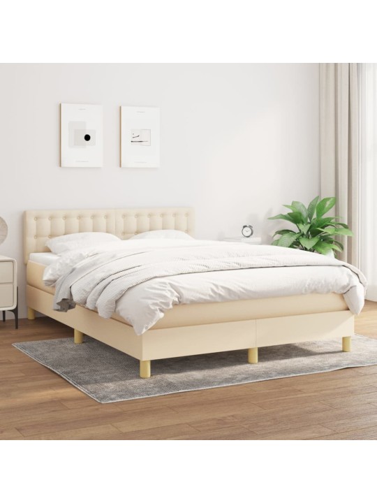 Box spring postel s matrací krémová 140x190 cm textil