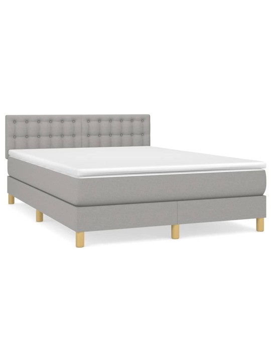 Box spring postel s matrací světle šedá 140 x 200 cm textil