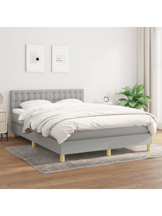 Box spring postel s matrací světle šedá 140 x 200 cm textil