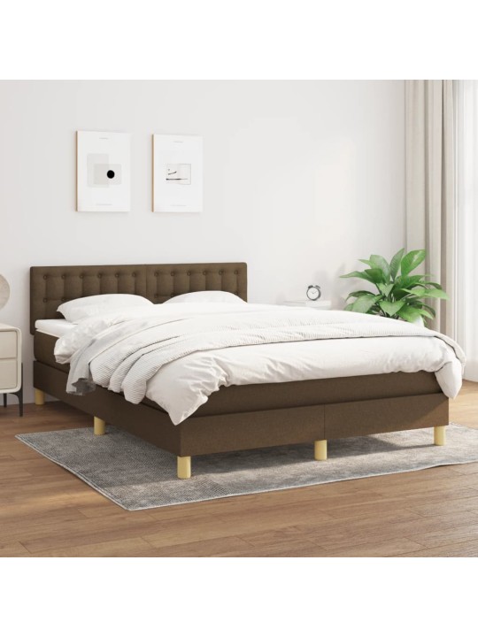 Box spring postel s matrací tmavě hnědá 140x200 cm textil