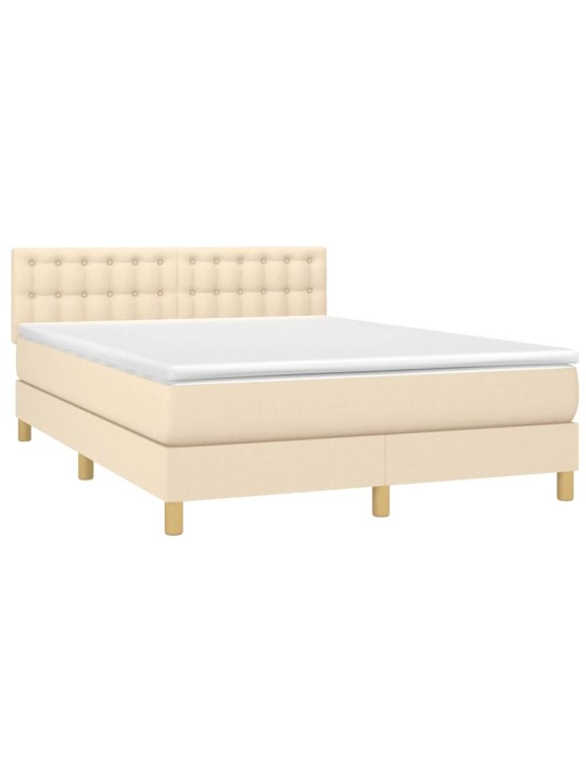 Box spring postel s matrací krémová 140x200 cm textil