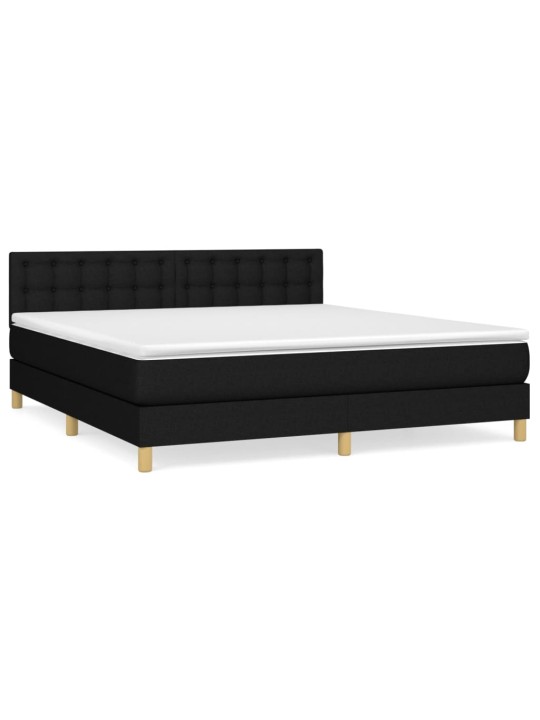 Box spring postel s matrací černá 160x200 cm textil