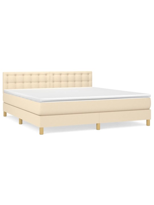Box spring postel s matrací krémová 160x200 cm textil