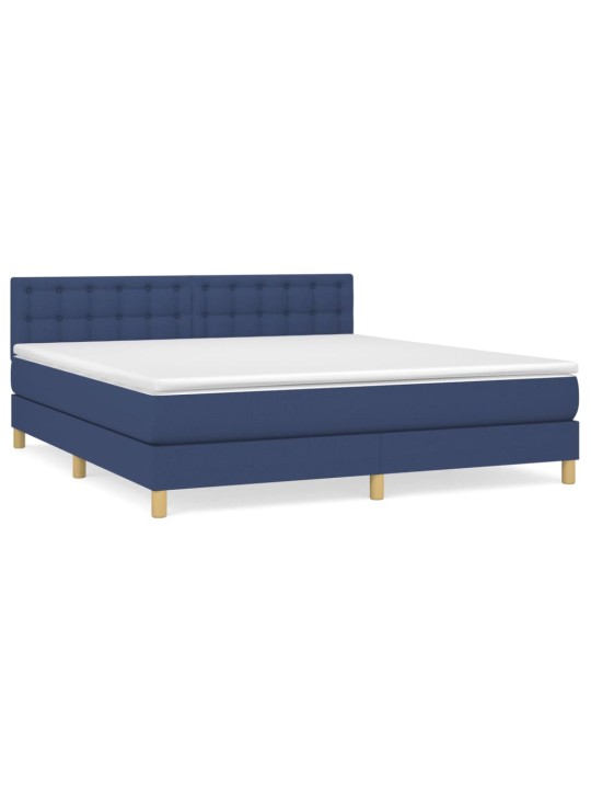 Box spring postel s matrací modrá 160x200 cm textil