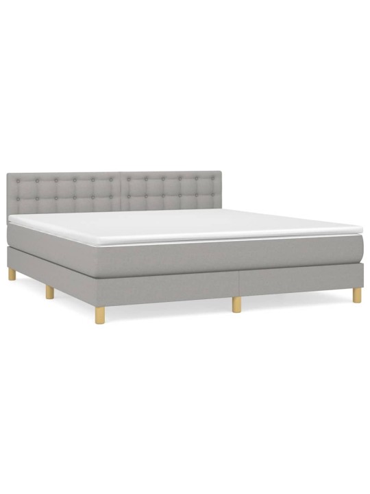 Box spring postel s matrací světle šedá 180 x 200 cm textil