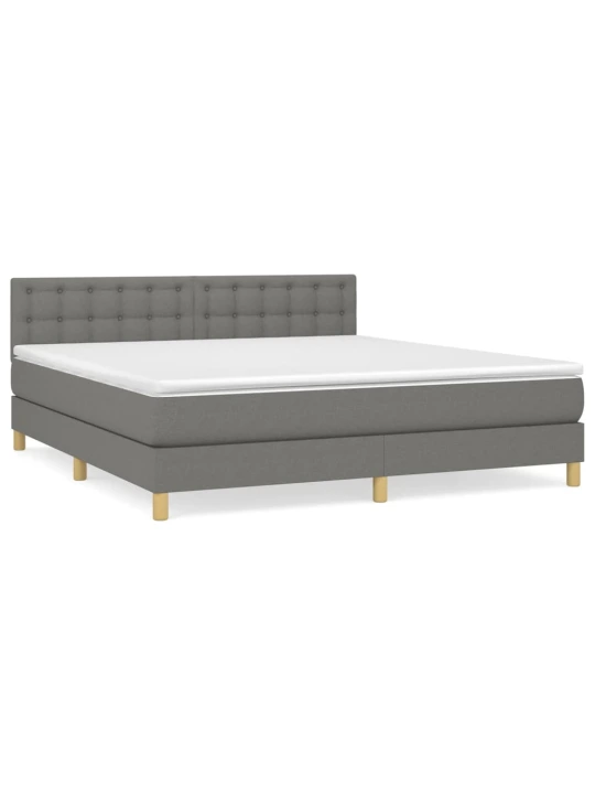 Box spring postel s matrací tmavě šedá 180x200 cm textil