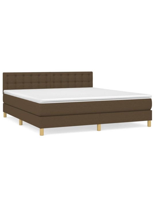 Box spring postel s matrací tmavě hnědá 180x200 cm textil
