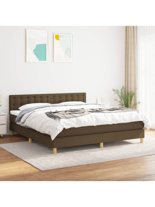Box spring postel s matrací tmavě hnědá 180x200 cm textil