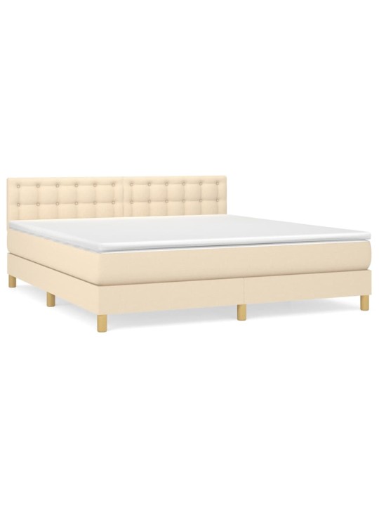 Box spring postel s matrací krémová 180x200 cm textil