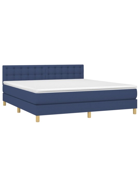 Box spring postel s matrací modrá 180x200 cm textil