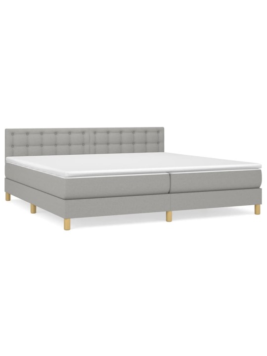 Box spring postel s matrací světle šedá 200 x 200 cm textil