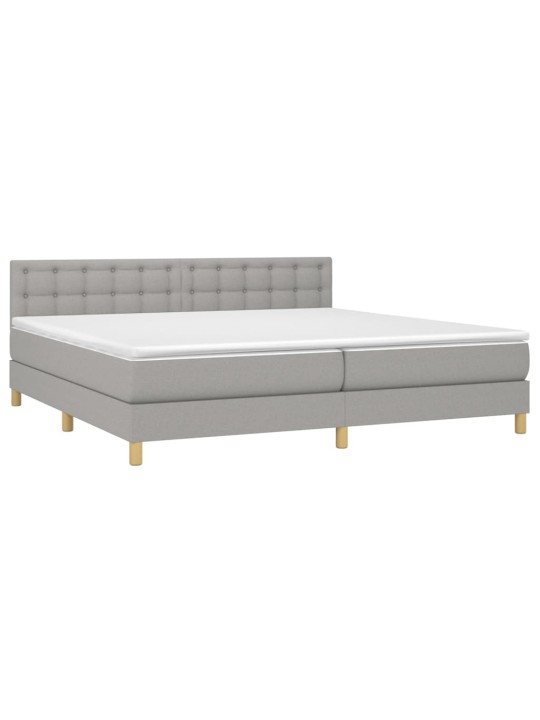 Box spring postel s matrací světle šedá 200 x 200 cm textil