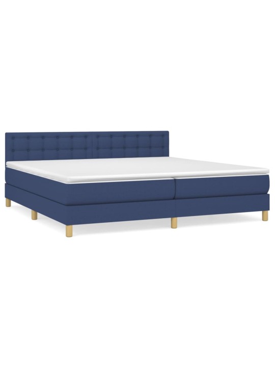 Box spring postel s matrací modrá 200x200 cm textil