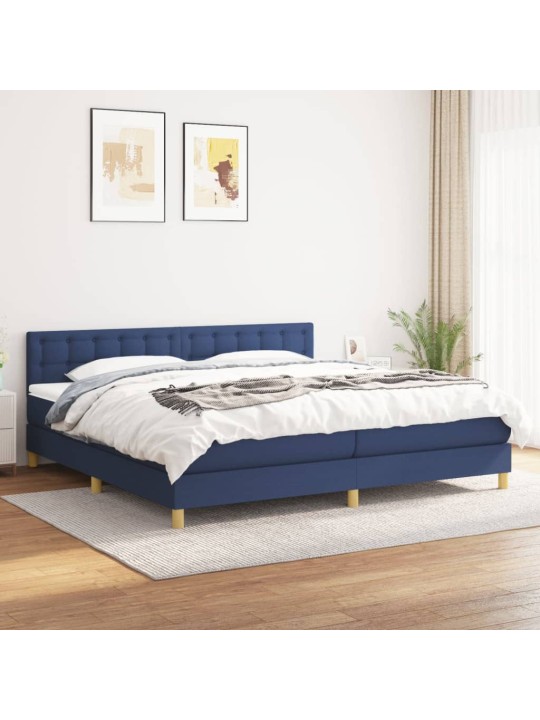 Box spring postel s matrací modrá 200x200 cm textil