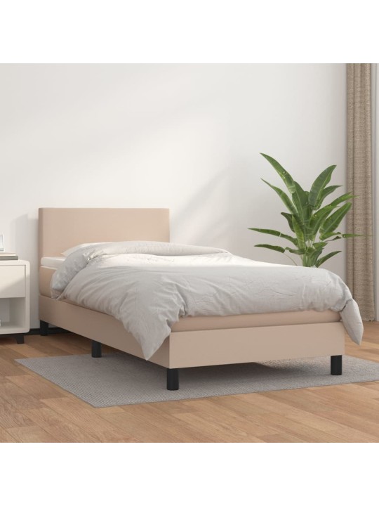 Box spring postel s matrací cappuccino 90x190 cm umělá kůže