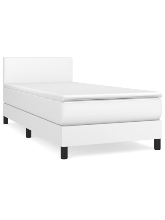 Box spring postel s matrací bílá 90x200 cm umělá kůže