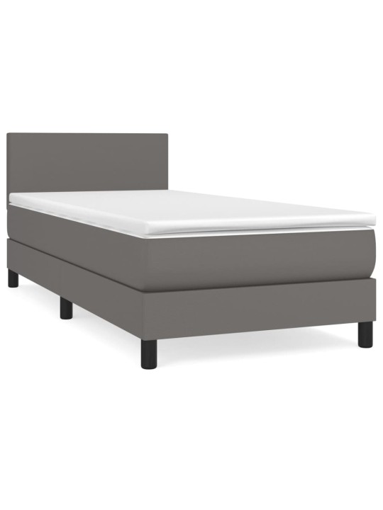 Box spring postel s matrací šedá 90x200 cm umělá kůže