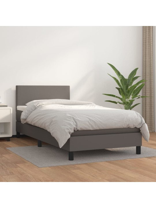 Box spring postel s matrací šedá 90x200 cm umělá kůže