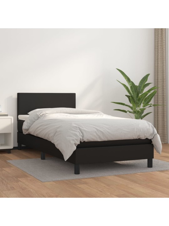 Box spring postel s matrací černá 100x200 cm umělá kůže