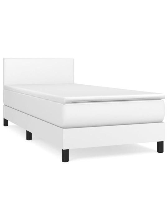 Box spring postel s matrací bílá 100x200 cm umělá kůže