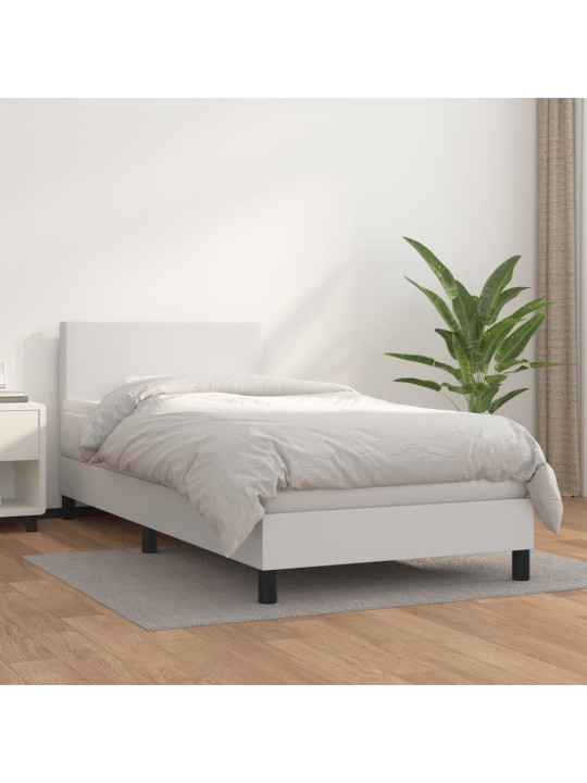 Box spring postel s matrací bílá 100x200 cm umělá kůže