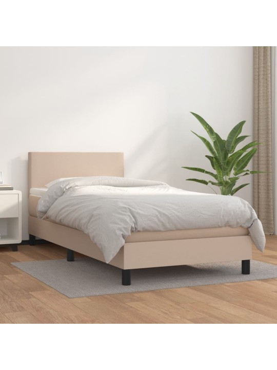 Box spring postel s matrací cappuccino 100x200 cm umělá kůže
