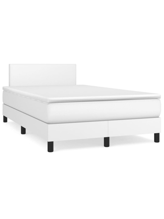 Box spring postel s matrací bílá 120x200 cm umělá kůže