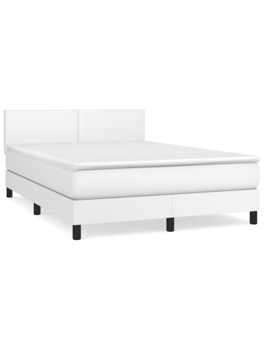 Box spring postel s matrací bílá 140 x 190 cm umělá kůže