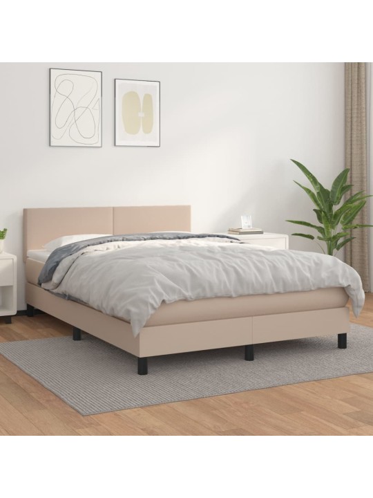 Box spring postel s matrací cappuccino 140x190 cm umělá kůže