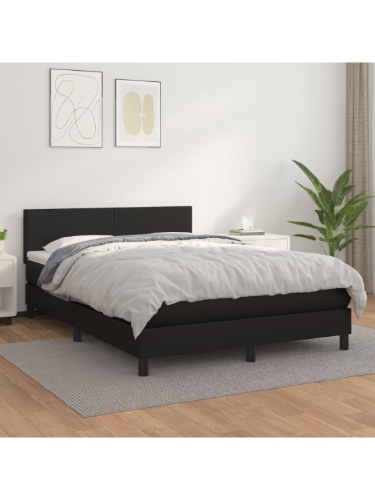 Box spring postel s matrací černá 140x200 cm umělá kůže