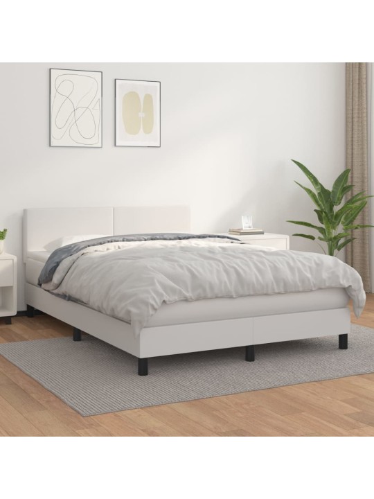 Box spring postel s matrací bílá 140x200 cm umělá kůže