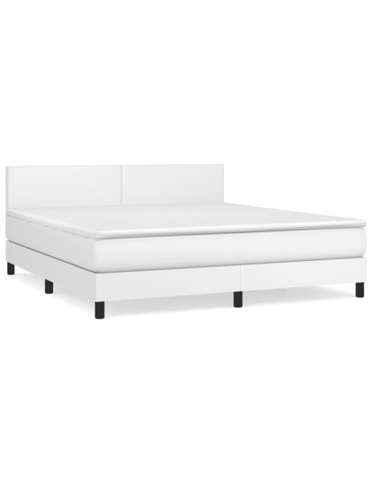 Box spring postel s matrací bílá 160x200 cm umělá kůže