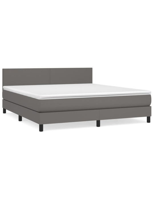 Box spring postel s matrací šedá 160x200 cm umělá kůže