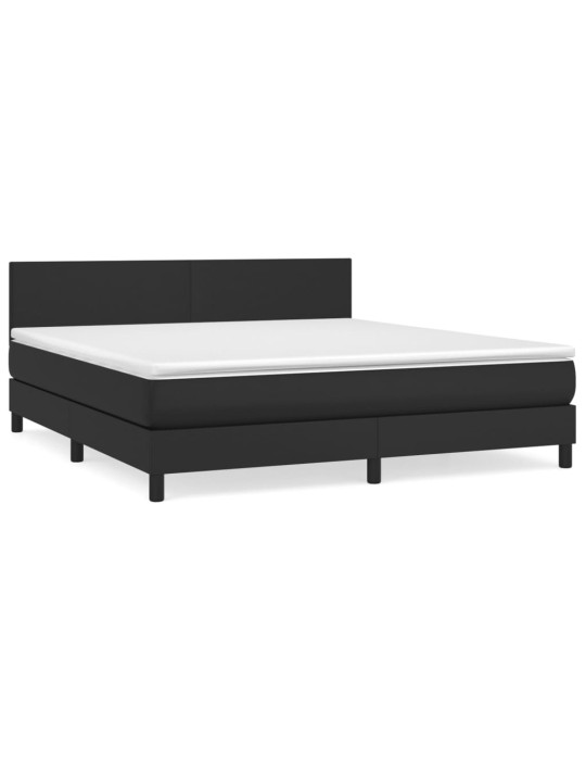 Box spring postel s matrací černá 180x200 cm umělá kůže