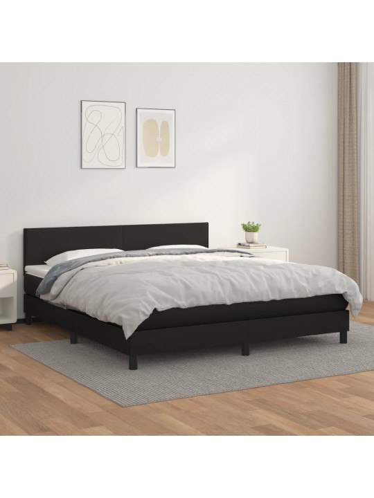 Box spring postel s matrací černá 180x200 cm umělá kůže