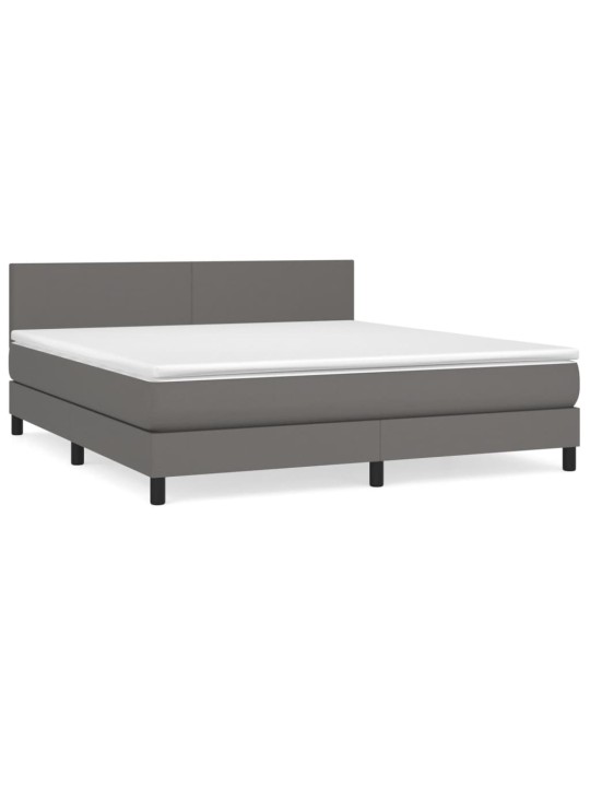 Box spring postel s matrací šedá 180x200 cm umělá kůže