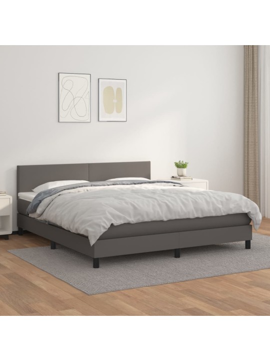 Box spring postel s matrací šedá 180x200 cm umělá kůže
