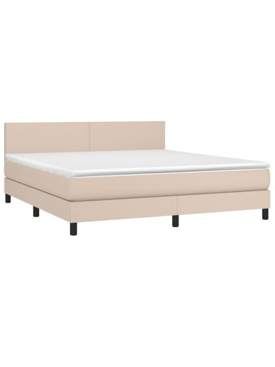 Box spring postel s matrací cappuccino 180 x 200 cm umělá kůže