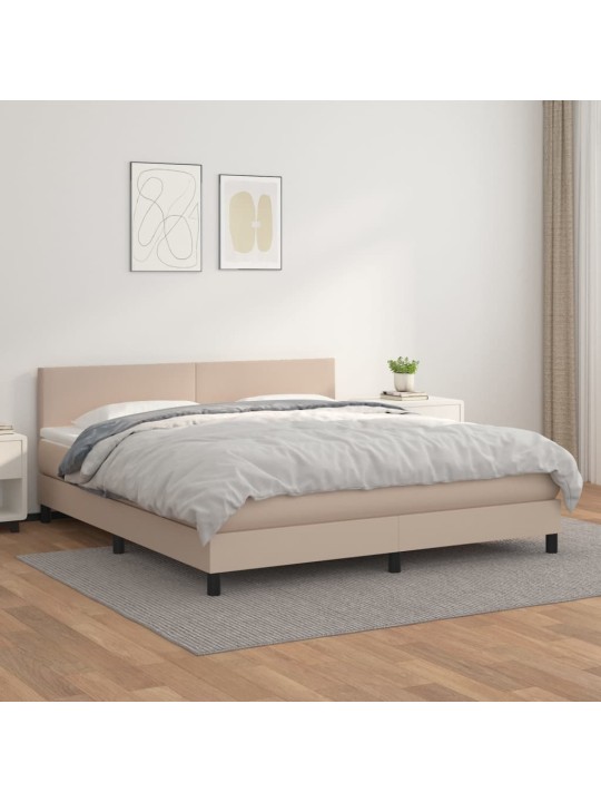 Box spring postel s matrací cappuccino 180 x 200 cm umělá kůže