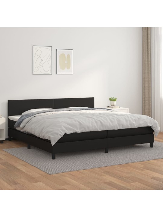 Box spring postel s matrací černá 200x200 cm umělá kůže