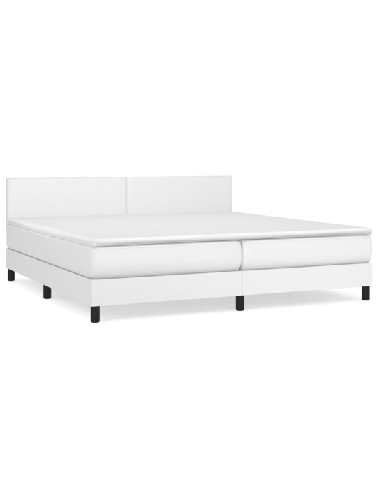 Box spring postel s matrací bílá 200x200 cm umělá kůže