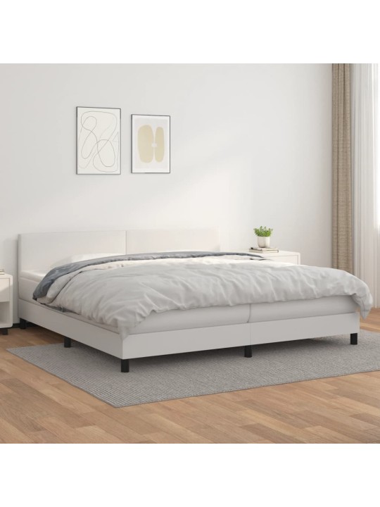 Box spring postel s matrací bílá 200x200 cm umělá kůže