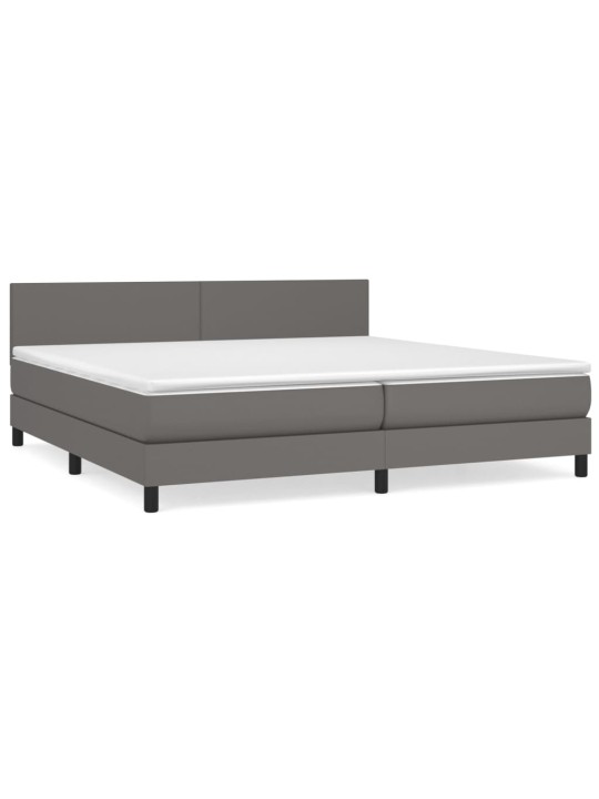 Box spring postel s matrací šedá 200x200 cm umělá kůže