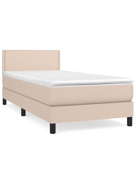 Box spring postel s matrací cappuccino 80 x 200 cm umělá kůže