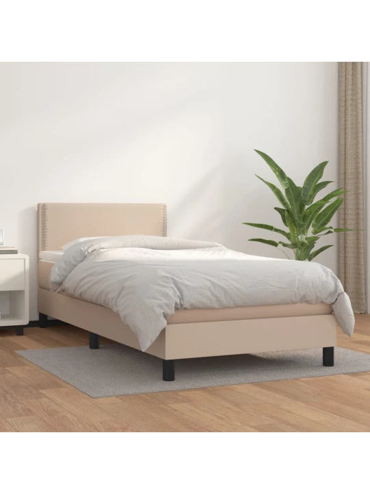 Box spring postel s matrací cappuccino 80 x 200 cm umělá kůže