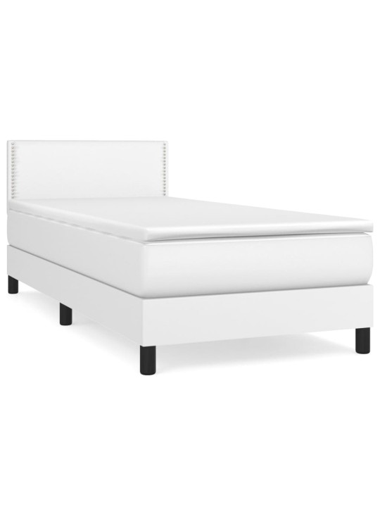 Box spring postel s matrací bílá 90x190 cm umělá kůže