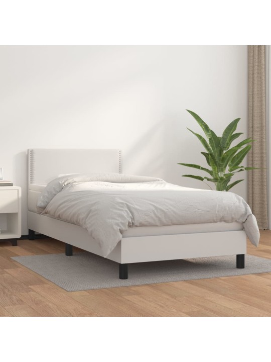 Box spring postel s matrací bílá 90x190 cm umělá kůže