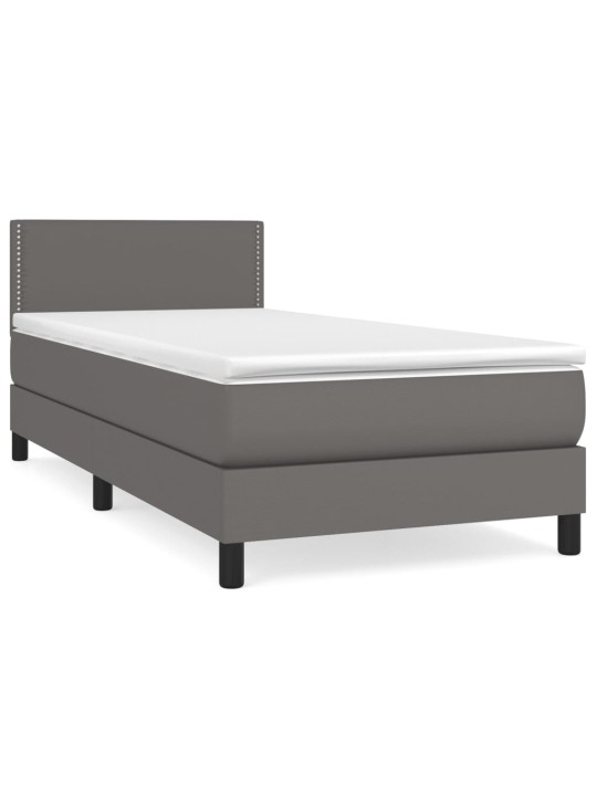 Box spring postel s matrací šedá 90x190 cm umělá kůže