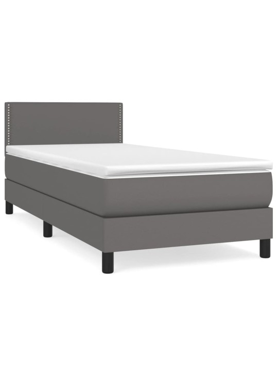 Box spring postel s matrací šedá 90x200 cm umělá kůže
