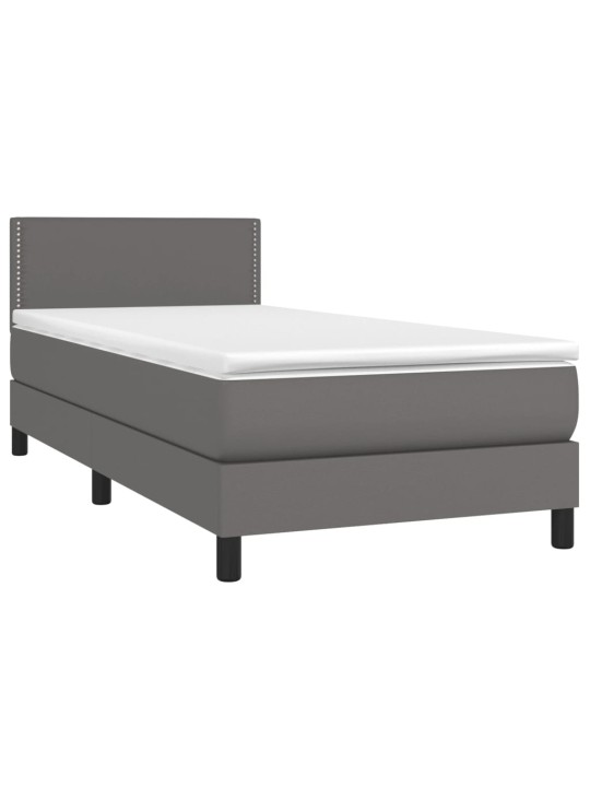 Box spring postel s matrací šedá 90x200 cm umělá kůže